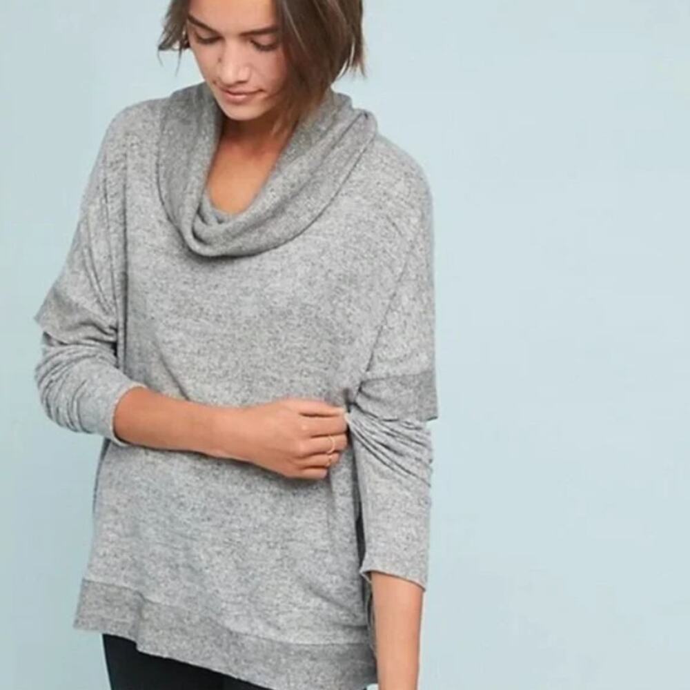 Anthropologie Postmark Women Lassen Oversize Cowlneck Pullover Sweater Sz M Gray